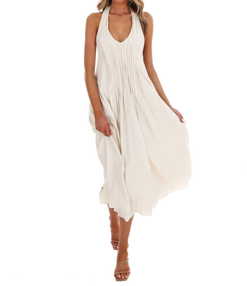 NEW IN FEBRUARY women's softly flowing halter midi dress in natural